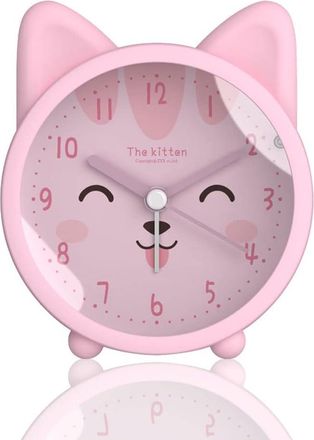 OEM Bonito Despertador Infantil Con Forma De Animal, Sin Tictac, Conejo/gato/ciervo, Despertador De Escritorio Silencioso Con Retroiluminaci&oacute;n (gato, Rosa