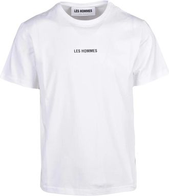 Les Hommes White Minimalist Logo Stretch Cotton T-Shirt