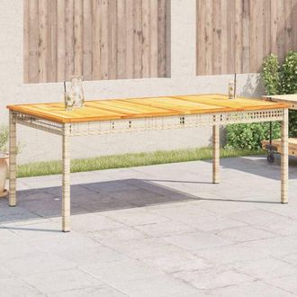 vidaXL Vidaxl - Tavolo da Giardino Beige 180x90x75 cm Polyrattan e Legno Acacia