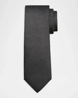 Canali Men & apos;s Abstract Micro-Jacquard Silk Tie