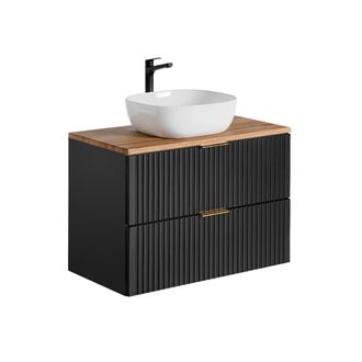 Petits Meubles Mueble lavabo individual 80cm y madera paneles de melamina y mdf negro