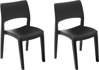 Dmora Dmora - Conjunto De 2 Sillas De Exterior Zircone, Asiento De Jard&iacute;n, Para Interior O Exterior, Apilable, Fabricado En Italia, 50x51 H82 Cm, Antracita