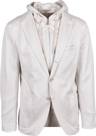 Eleventy Beige Linen Cotton Blazer Jacket