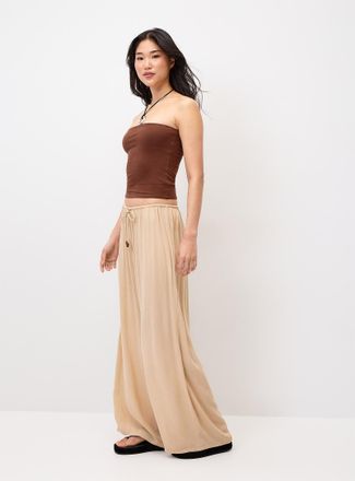 Twik Womens Crinkled elastic-waist wide-leg pant