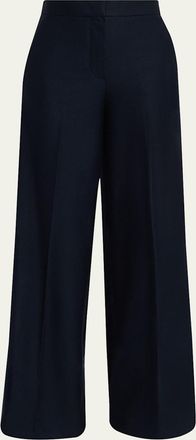 Max Mara High-Rise Wool Pique Jersey Wide-Leg Pants