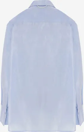 Carven Womens Shirt, Oversized Silk Light Blue