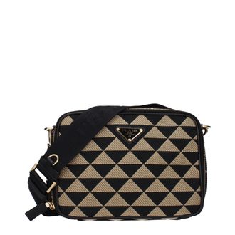 Prada Herrens Umh&auml;ngetasche Beige/Schwarzer Stoff