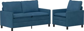 vidaXL Juego De Sof&aacute; 2 Uds. Azul Terciopelo Vidaxl