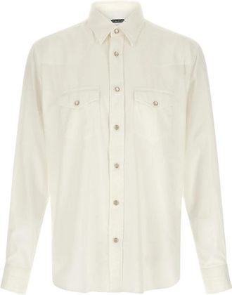 Tom Ford Western Hand Katoenen Overhemd - Heren - Casual Overhemden - Wit - XL - Katoen - Overhemden