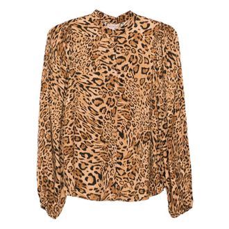 Twinset Camisa Jacquard con Estampado Animal - Blouses & Shirts - Mujer - Marr&oacute;n - M