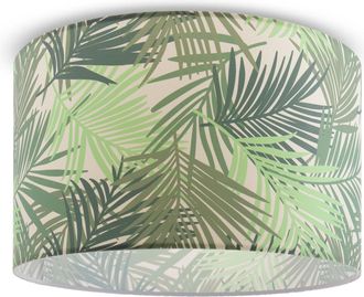 Paco Home L&aacute;mpara De Techo Luminaria De Suspensi&oacute;n L&aacute;mpara Comedor Floral Palmeras E27 Verde (&oslash;38cm), Luz De Techo - Blanco - Paco Home