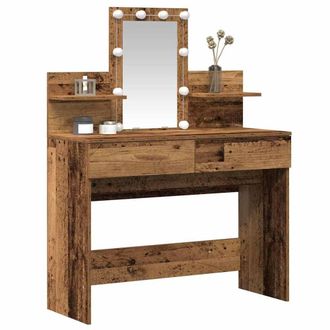 Berkfield Home Stunning Dressing Table with Mirror&LED Lights Old Wood Engineere in Brown