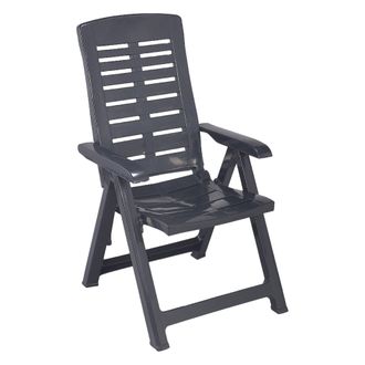 Dmora Silla De Exterior Halsell, Una Silla, Respaldo Reclinable Made In Italy, Multiposici&oacute;n, Negro Antracita