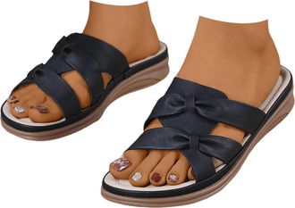 Generic Summer Women Casual Retro Sandals Lightweight Comfortable Footwear for Everyday Wear and Outdoor Walking (Black, 6.5)