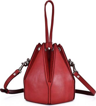 OLD TREND Prism Small Convertible Leather Bucket Crossbody in Red at Nordstrom