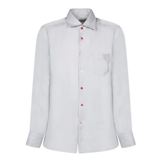 Kiton Overhemden, Heren, Grijs, S, Linnen, Linnen Shirt
