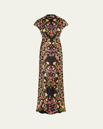 Saloni Fabienne Silk Long Dress