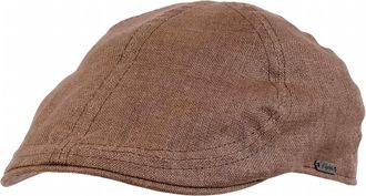 Wigens Mens Pub Cap In Hopsack Linen Cap In Light Brown