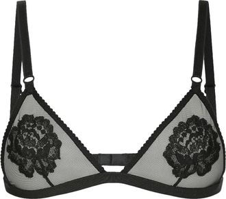 Dolce & Gabbana Zwarte gebloemde geborduurde lingerie - Dames - BHs - Zwart - M - Ondergoed