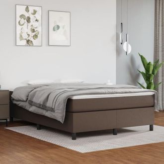 vidaXL Estructura De Cama Con Somier Cuero Sint&eacute;tico Marr&oacute;n 140x190cm Vidaxl