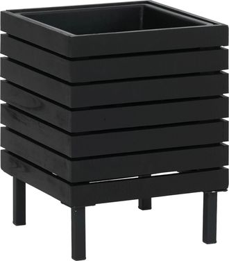Hhg [nunca Usado] Jardinera Hhg-456, Jardinera Cuadrada Para Exterior De Acero Color Acacia, 43 X 33 X 33 Cm, Con Certificaci&oacute;n Mvg, Negro
