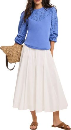 Mint Velvet Cotton Blend Broderie Sweatshirt in Blue at Nordstrom, Size X-Small