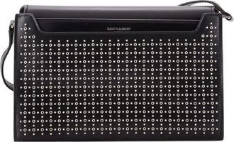 Saint Laurent Borsa a tracolla Catherine in pelle con borchie - Nero