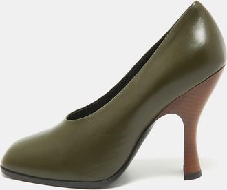 The Row Army Green Leather Jade Pumps