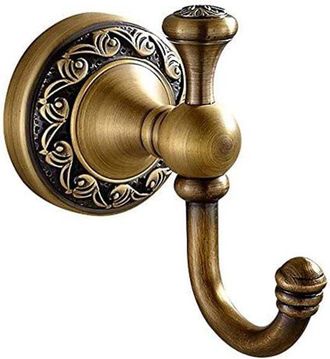 No Brand Ganchos De Estilo Vintage - Ganchos Dobles Para Toallas De Lat&oacute;n Macizo - Revestimiento De Bronce Grabado - Accesorios De Pared Duraderos Para El Ba&ntilde;o