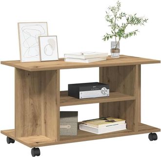 Berkfield Home TV Cabinet with Castors Artisan Oak 80x40x45 cm Engineered Wood in Brown | Size: 80 x 40 x 45 cm