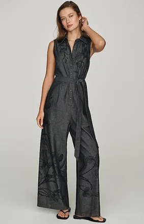 Ranna Gill Denim Wide-Leg Jumpsuit