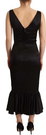 Dolce & Gabbana Womens Black Silk Stretch Sheath Mermaid Midi Dress