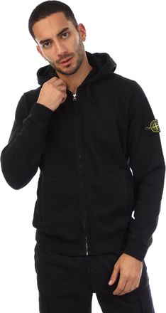 Stone Island Mens Compass Badge Full-Zip Hoodie in Navy Cotton - Size Small
