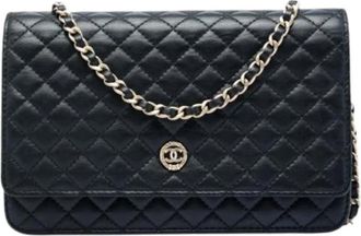 Chanel Pre-owned Quilted Crossbody Bag - Dames - Vintage Schoudertas - Zwart - ONE Size - Leer - Vintage