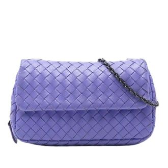 Bottega Veneta Pre-owned Woven Crossbody Bag - Dames - Pre-owned - Paars - Maat: ONE Size Leer