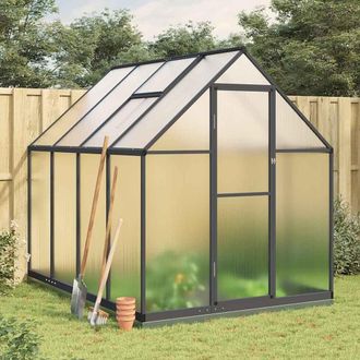 Berkfield Home Greenhouse with Base Frame Anthracite 224x169x202 cm Aluminium | Size: 224 x 169 x 202 cm