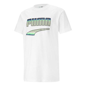 Puma Printed Round Neck T-Shirt White Green 531497-02