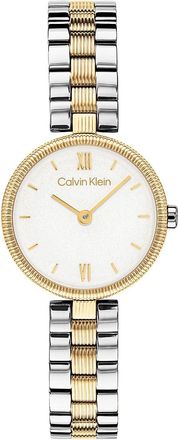 Calvin Klein Womens Textured Bezel Shimmer Dial Watch - White - OS