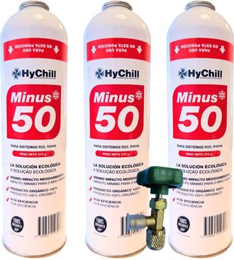 OEM Pack 3 Hychill Minus 50 375g Refrigerante Org&aacute;nico Sustituto R22 R404 R407c R502 Alta Eficiencia Para Fr&iacute;o Industrial