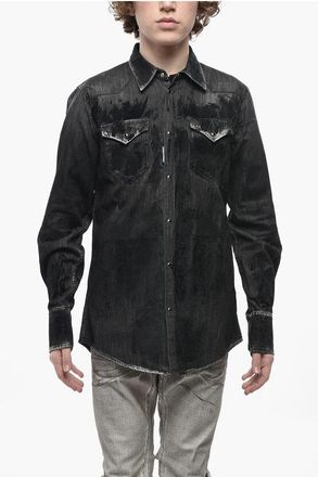 Dsquared2 Camicia CLASSIC WESTERN in Denim con Doppio Taschino taglia 46