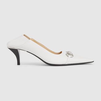 Gucci Womens Vittoria Pump, White, Leather