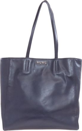 Miu Miu Navy Leather Tote Bag (Pre-Owned)