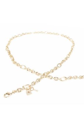 Kate Spade New York lock & key chain belt in Pale Polished Gold at Nordstrom, Size Large