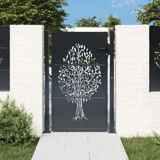 Berkfield Home Garden Gate Anthracite 105x130 cm Steel Tree Design