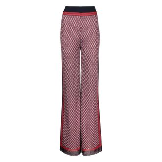 Balmain Blauwe Monogram Check Gebreide Trainingsbroeken - Dames - Wijde Broeken - Veelkleurig - L - Polyester - Broeken