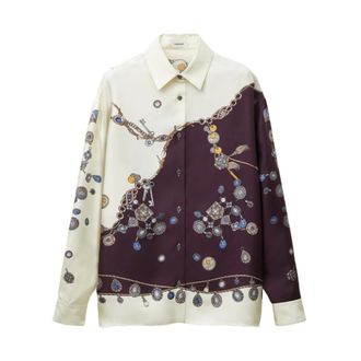 Versace Printed Silk Twill Shirt - female - Versace - Shirts - Multicolor - M - Blouses & Shirts