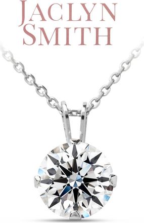 Jaclyn Smith 1 Carat Moissanite Solitaire Necklace In Yellow Gold With Free Chain
