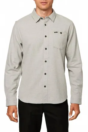 O'Neill Redmond Solid Stretch Flannel Shirt In Light Grey