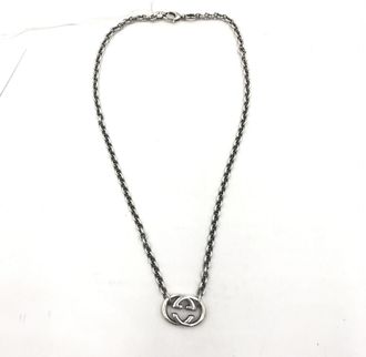Gucci Interlocking G Silver Necklace Womens Pendant (Pre-Owned)