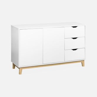 Sweeek Aparador Efecto Madera Con Patas De Madera 2 Puertas, 120cm